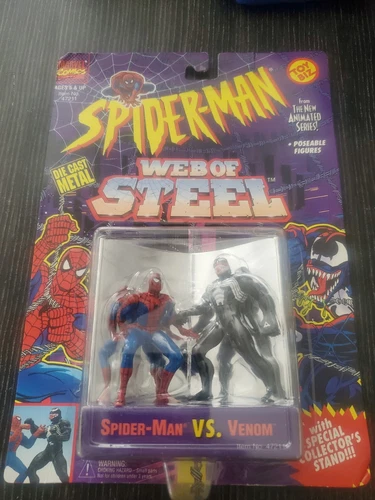 Vintage Toy Biz 1994 Marvel Spider-Man Web Of Steel Spider-Man vs Venom New