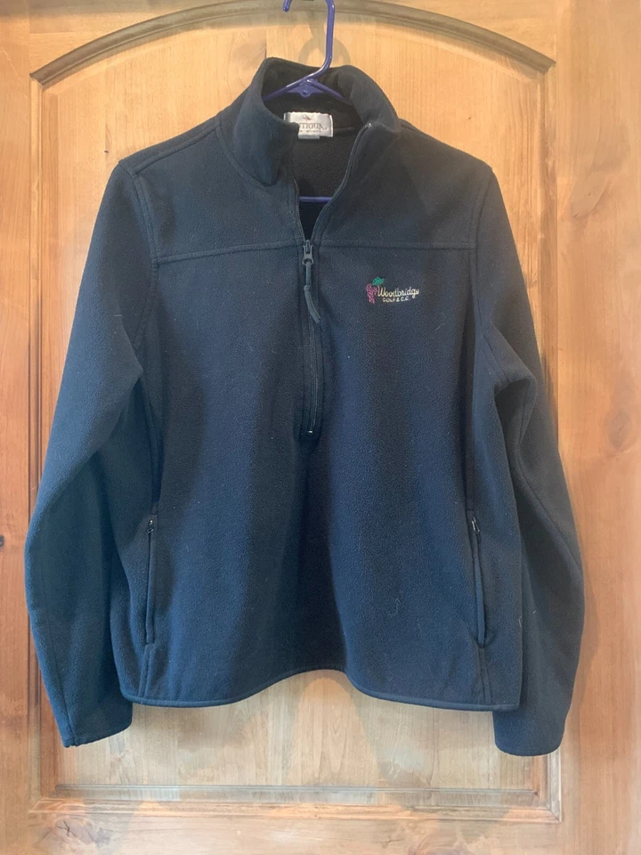 Pullover negro para mujer Antigua ropa deportiva 1/2 cremallera manga larga talla M Woodbridge CC Foto 2 de 4