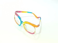 eyewear clear lens multi color frame gold accents retro style round glasses