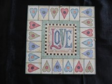 Glass Framed DIMENSIONS Daydreams LOVE Counted Cross Stitch 8" Sq. WALL HANGING