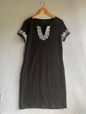 Talbots Dress Womens Medium Black Embroidered Sheath Casual Cocktail Evening