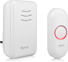 Byron Wireless Doorbell Set - 150M Range, 16 Melodies, Plug-In Chime