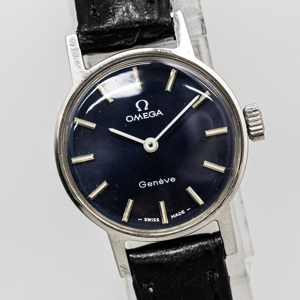 No Tariffs *NEAR MINT* Vintage OMEGA Geneve Cal.485 MT Navy Blue Dial 20mm Women - Image 3 of 4