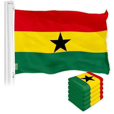 5 Pack: Ghana Ghanaian Flag 3x5 Ft LiteWeave Pro Series Printed 150D