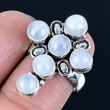 Rainbow Moonstone Handmade 925 Sterling Silver Jewelry Ring US Size 7