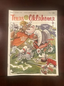 Texas vs Oklahoma Football Program October 11th 1969 Cotton Bowl/EX Condition