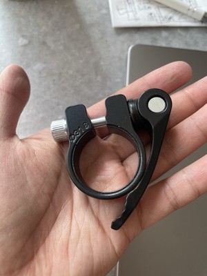 Decathlon Bike Seat Post Clamp Quick Release Collar, Silver