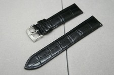 Cinturino orologio 18 mm OEM autentico OMEGA in pelle nera con fibbia argento