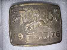 1977 National Finals Rodeo Belt Buckle Bull Riding NFR Hesston Western Vintage