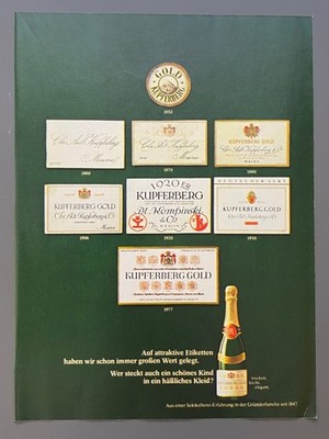 Kupferberg Gold Sekt Etiketten Werbeanzeige 1977 Vintage Ad Werbung Reklame