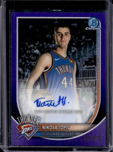 2025-26 Bowman Nikola Topic Chrome Auto Autograph Purple Refractor #/250 Thunder