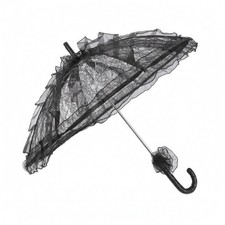 Vintage Lace Sunshade Edge Fashion Accessory Curved Handle for Bridal Parties