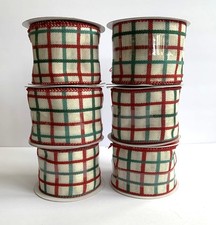 Celebrate It Christmas 6 Red  Green Windowpane Plaid Wired Ribbon  New