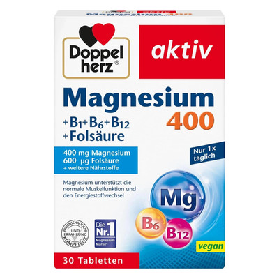 Doppelherz Magnesium 400 B1 B6 B12 Folic Acid 1 x 30 Tablets Sport