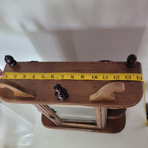 Armadio vintage Curio porta vetro ripiani legno parete/piedi tavolo 17" - Foto 8 di 9