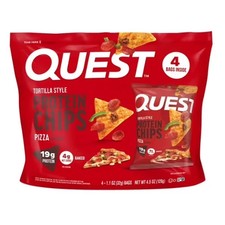 Quest Tortilla Style Protein Chips, 19G Protein,Baked,Pizza Flavor,1.1Oz Bags...