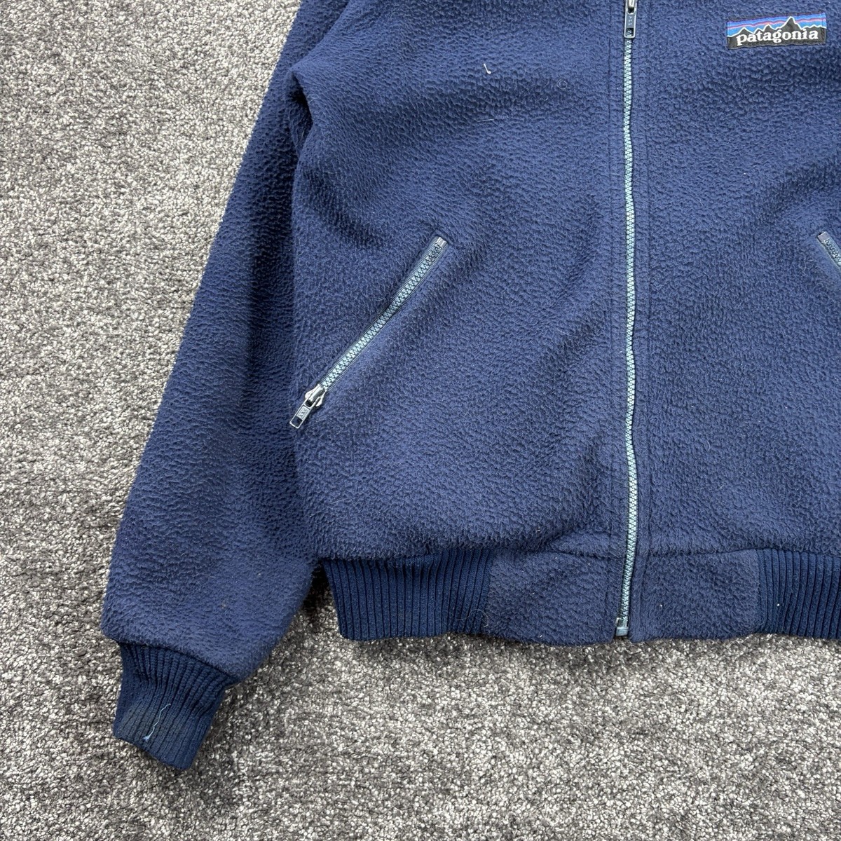 Vintage 70s 80s Patagonia Fleece Jacket Mens Medium Blue Full Zip