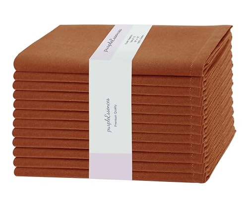 Set of 12 Cloth Dinner Napkins 100% Cotton 18x18 18" x 18" (Set of 12) Rust - Picture 2 of 7