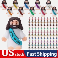 100 Pcs Little Jesus Figures Mini Rubber Jesus Toys Jesus Love You Mix 10 Colors