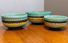KAROLY SZAKMARY ARS BOHEMIA NESTING POTTERY BOWLS DRIP GLAZE MID-CENTURY MODERN