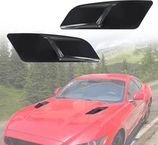 Black Bonnet Hood Vent Scoop Cover For Ford Mustang 2015-17 External Trim Cover