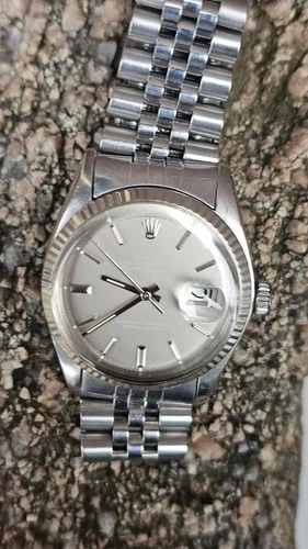 VINTAGE Rolex Datejust 1601 Gray Pie-Pan Dial Men's Automatic Watch 1977