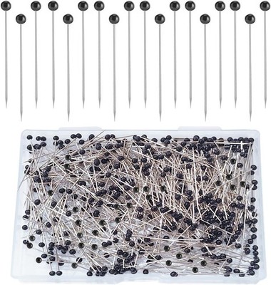 Sunenlyst Sewing Pins, 500 Pcs Straight Pins Ball Glass Head Pin with Black 