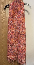 Lane Bryant Orange Floral Gauzy Scarf With Sequins