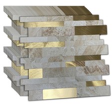 10-Sheet Peel and Stick Metal Backsplash Tiles, Self Adhesive Aluminum 3D Wal...