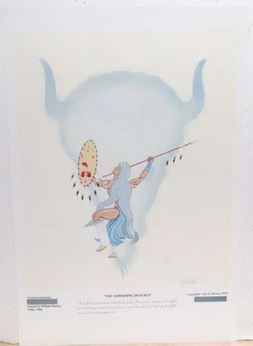 JOE A. RECTOR "THE VANISHING BUFFALO" HAND SIGNED COLOR OFFSET LITHOGRAPH