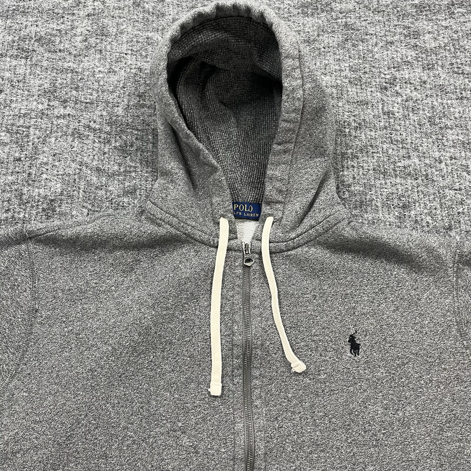 Polo Ralph Lauren felpa con cappuccio uomo XXL 2XL grigio pony full zip maglione felpa