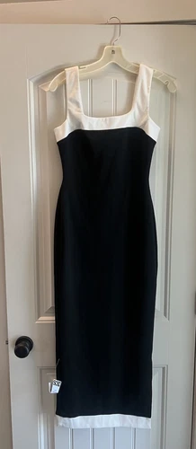 ASOS Size US 2 Sleeveless Square Neck Black White MIDI Dress NWT