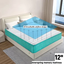King Size Mattress, 12 In 12'' Plush Hybrid Innerspring and Memory Foam Mattress