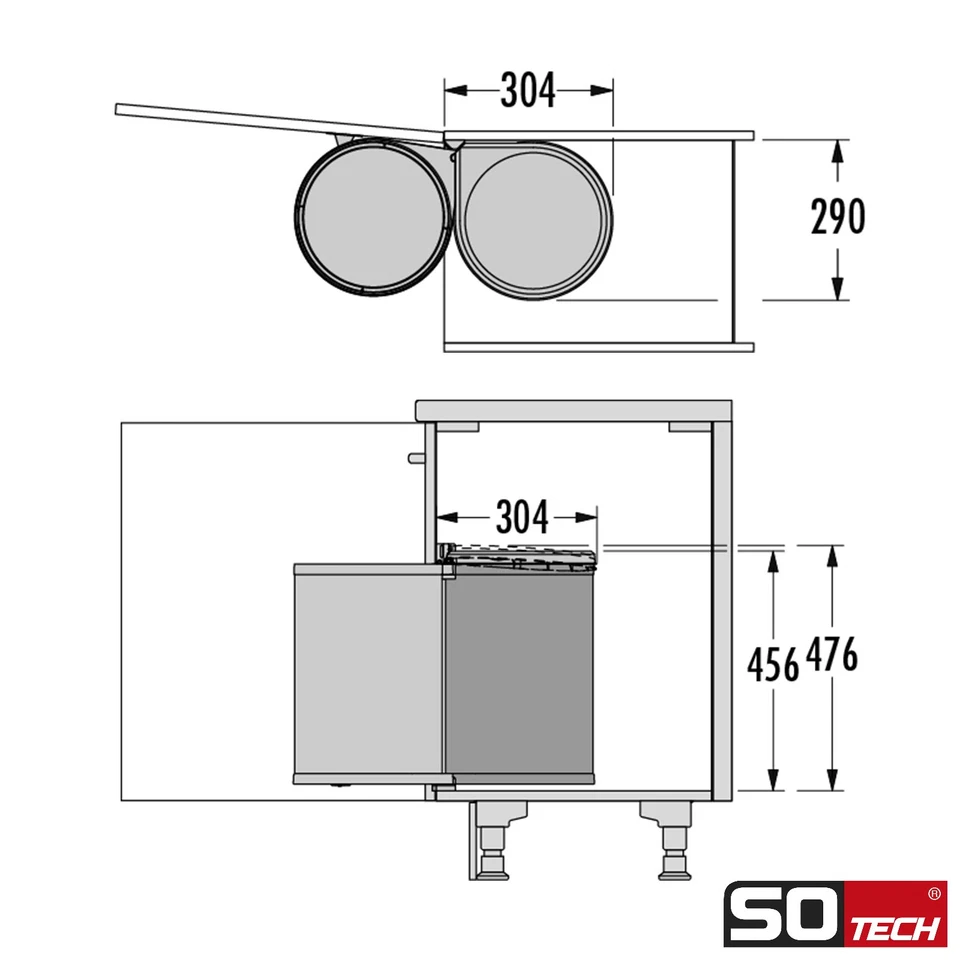 Einbaumülleimer ausziehbar Mülltrennsystem Mono 20L Mülleimer Abfall Küche Hailo - Bild 4 von 4