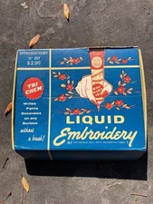 Vintage Tri-Chem Liquid Embroidery Paint Set w/ Box manual Tubes HARMLESS 1940s