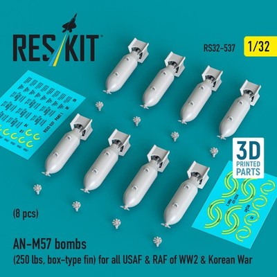ResKit RS32-0537 - 1:32 AN-M57 bombs (250 lbs, box-type fin) for all USAF & RAF 