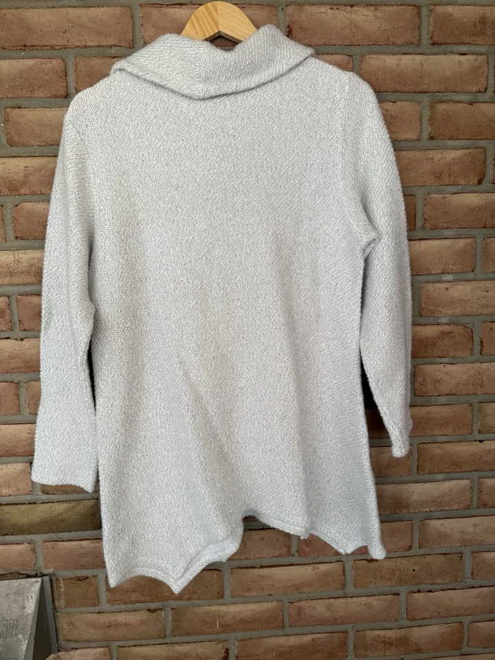 Soft Surroundings Cowl Neck Sweater Pullover Women’s Cotton Blend Cream,Black - Image 2 of 4