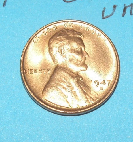 1947 S      LINCOLN WHEAT CENT   CHOICE RED UNCIRCULATED  #5