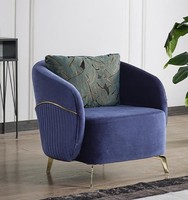 Sessel Design Couch Sofa Relax Hochwertig Textil Polster Sitzer Luxus Blau