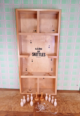 VTG Drueke Skittles Wood Parlor Bowling Game #911 | 30'' x 14'' Complete w/ Rules