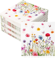 100 StüCk Servietten Blumen Papierservietten Mit Servietten Blumenwiese Vintage