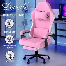Levede Office Desk Chair Fabric Gaming Recliner Adjustable Height Swivel Pink
