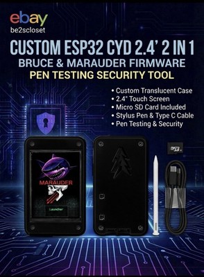 ESP32 MINI 2.4'' PenTesting | Bruce + Marauder Dual Boot | Custom Case+SD   