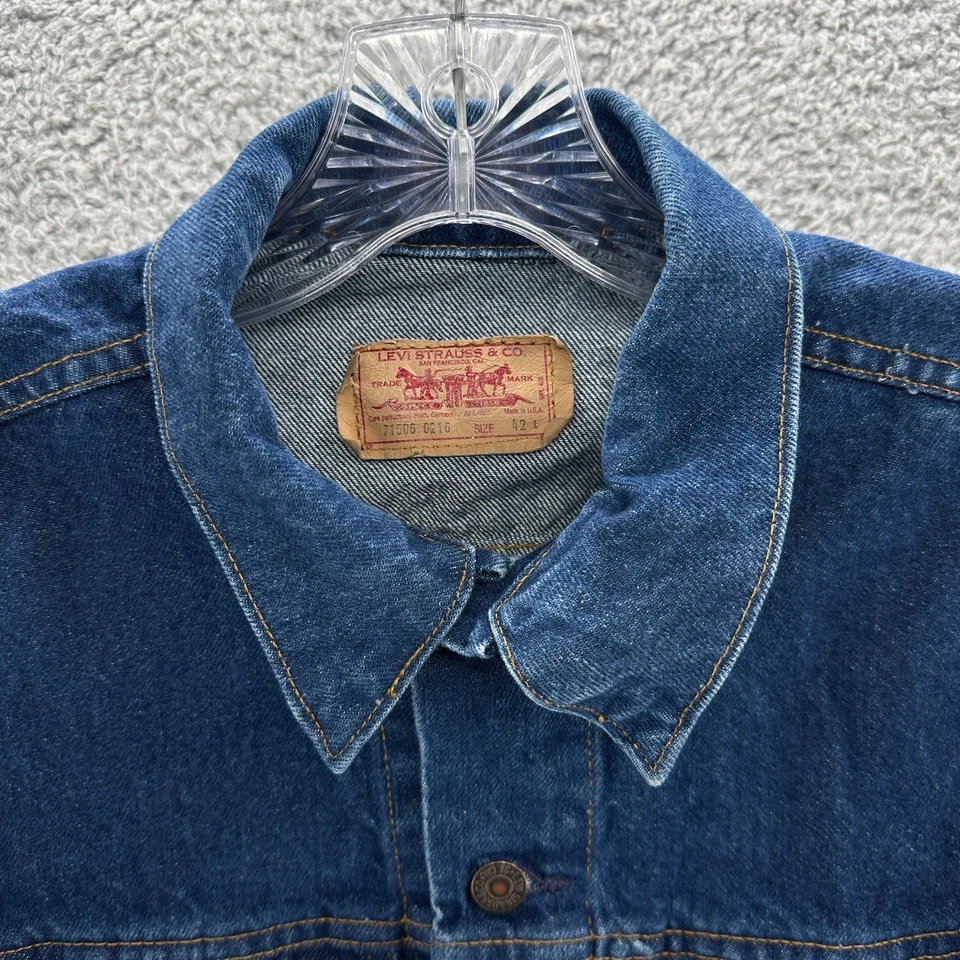Chaqueta Levis De Colección Para Hombres 42 Grande L 71506 0216 Tipo 3 Camionero Chaqueta Denim EE. UU. Foto 2 de 4