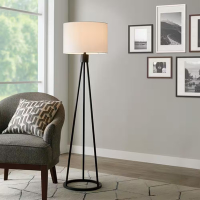 Higgins 56.25 In. Black Tripod Floor Lamp with round Base