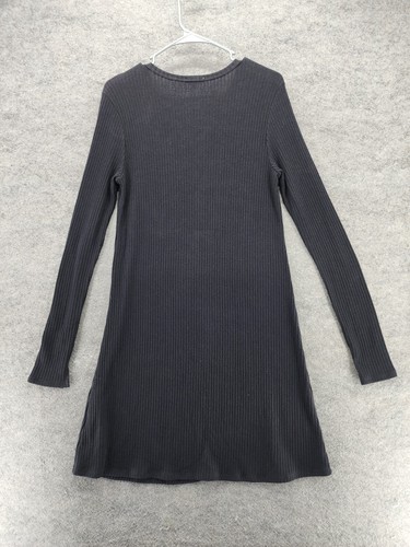 Wet Seal Dress Womens Large Long Sleeve Black Ribbed Keyhole Neck - Picture 2 of 7