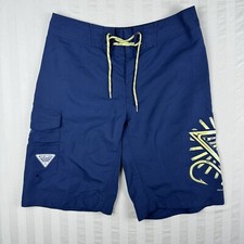 Columbia PFG Board Shorts Mens 30 Blue Trunks Beach Surf Fishing Outdoor Pockets