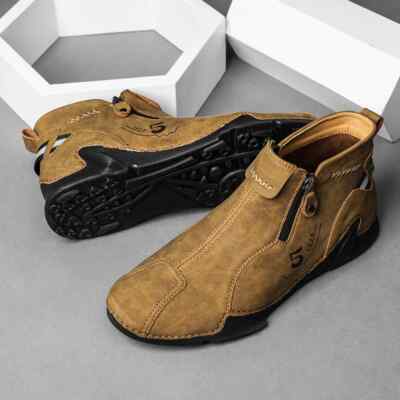 Mens Casual Shoes Trend Walking Zippers Handcrafted Boots Korean Sports Footwear