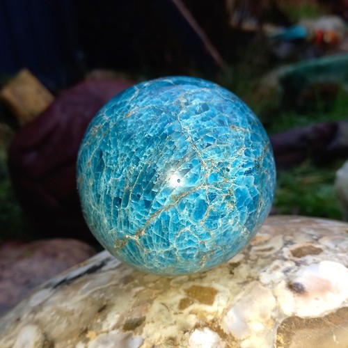 blauer Apatit Kugel Sphere 8,5cm Motivation blue Apatite Zen Garten Optimismus - Bild 4 von 6