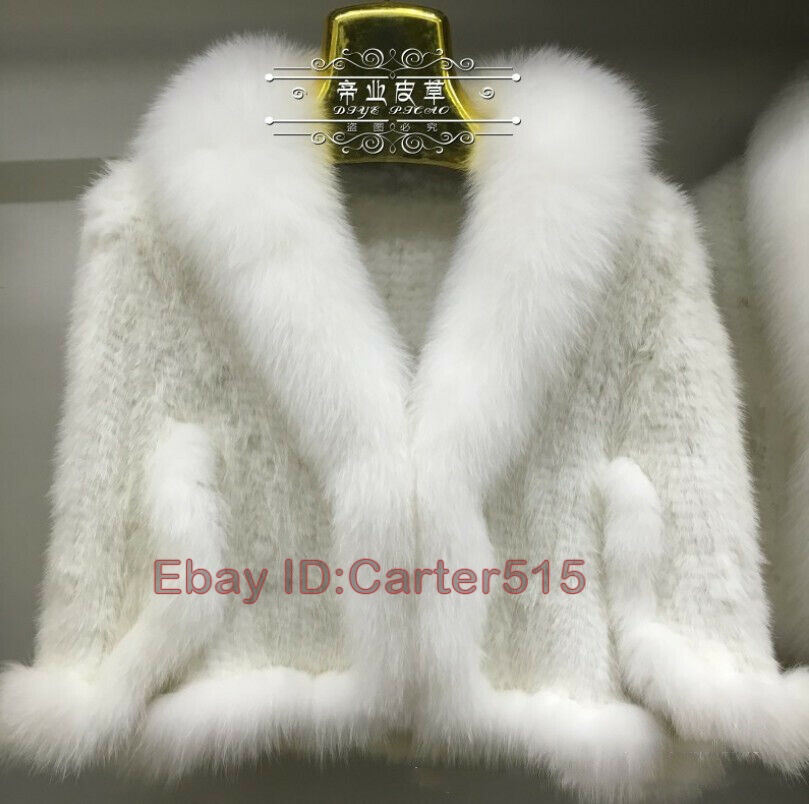 ALTRA Giacca Cappotto Cappotto Donna Fatta A Maglia Pelliccia di Volpe Pelliccia Collare Deluxe Inverno Caldo